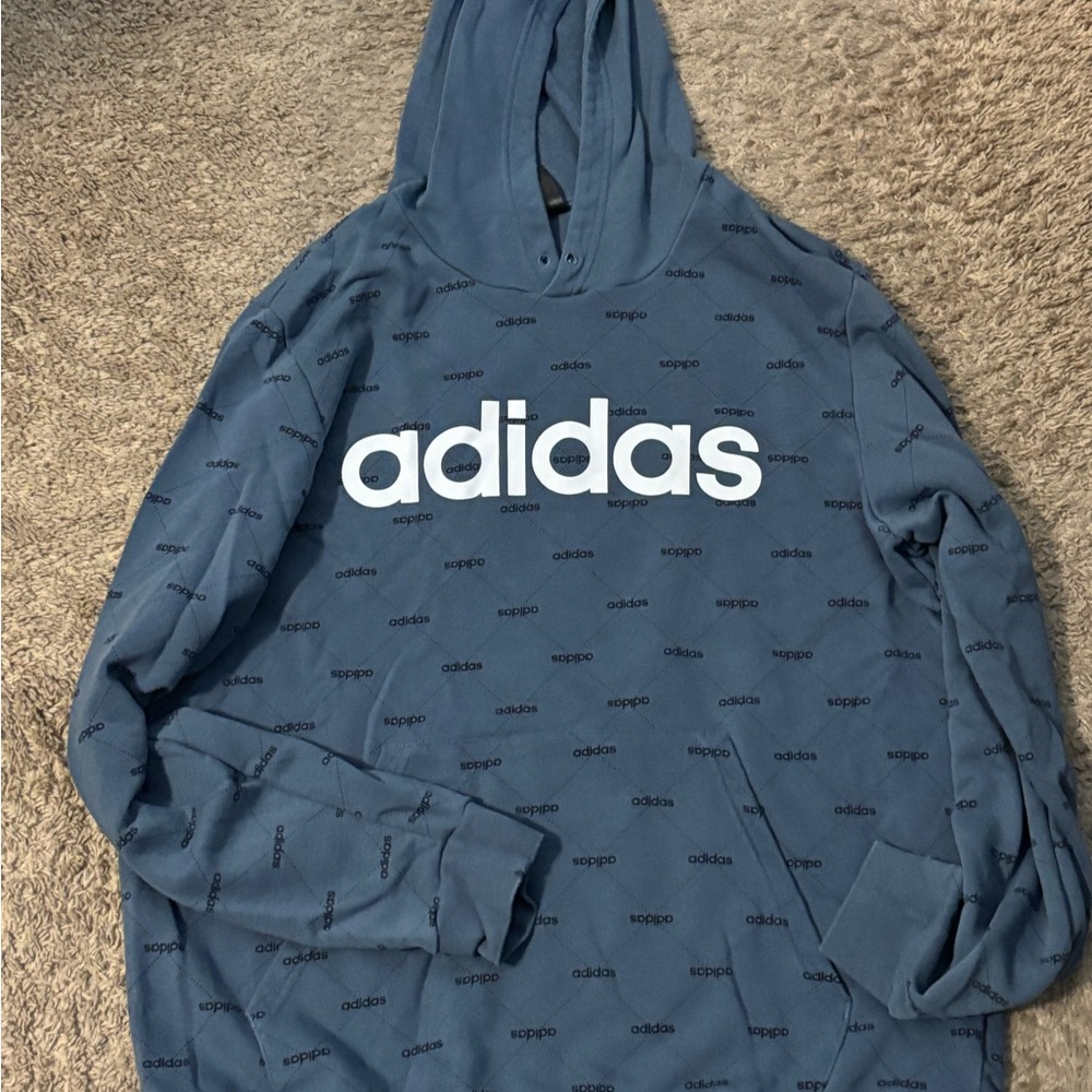 adidas Blue Hoodie with White Logo